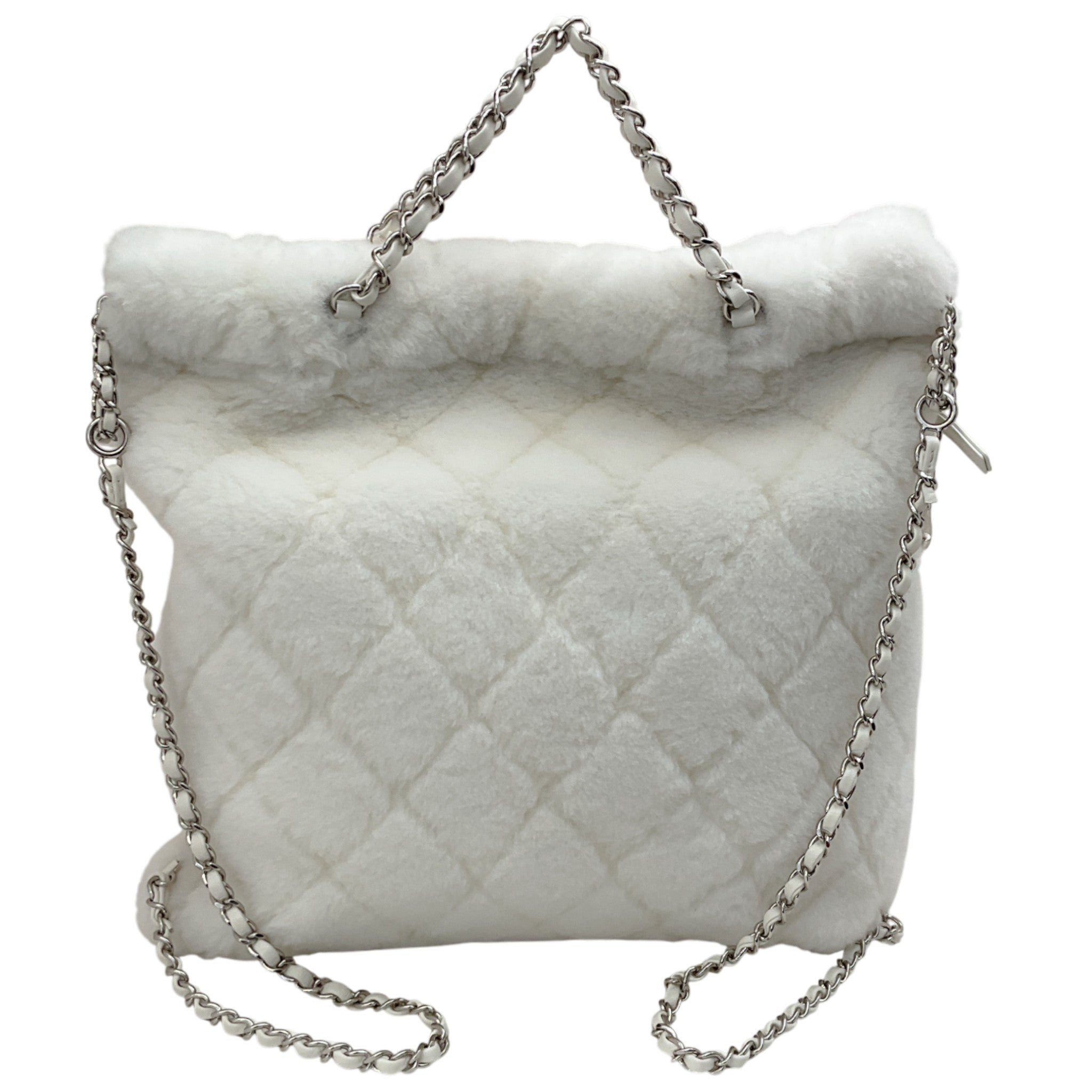 Chanel 2034 White Shearling Backpack
