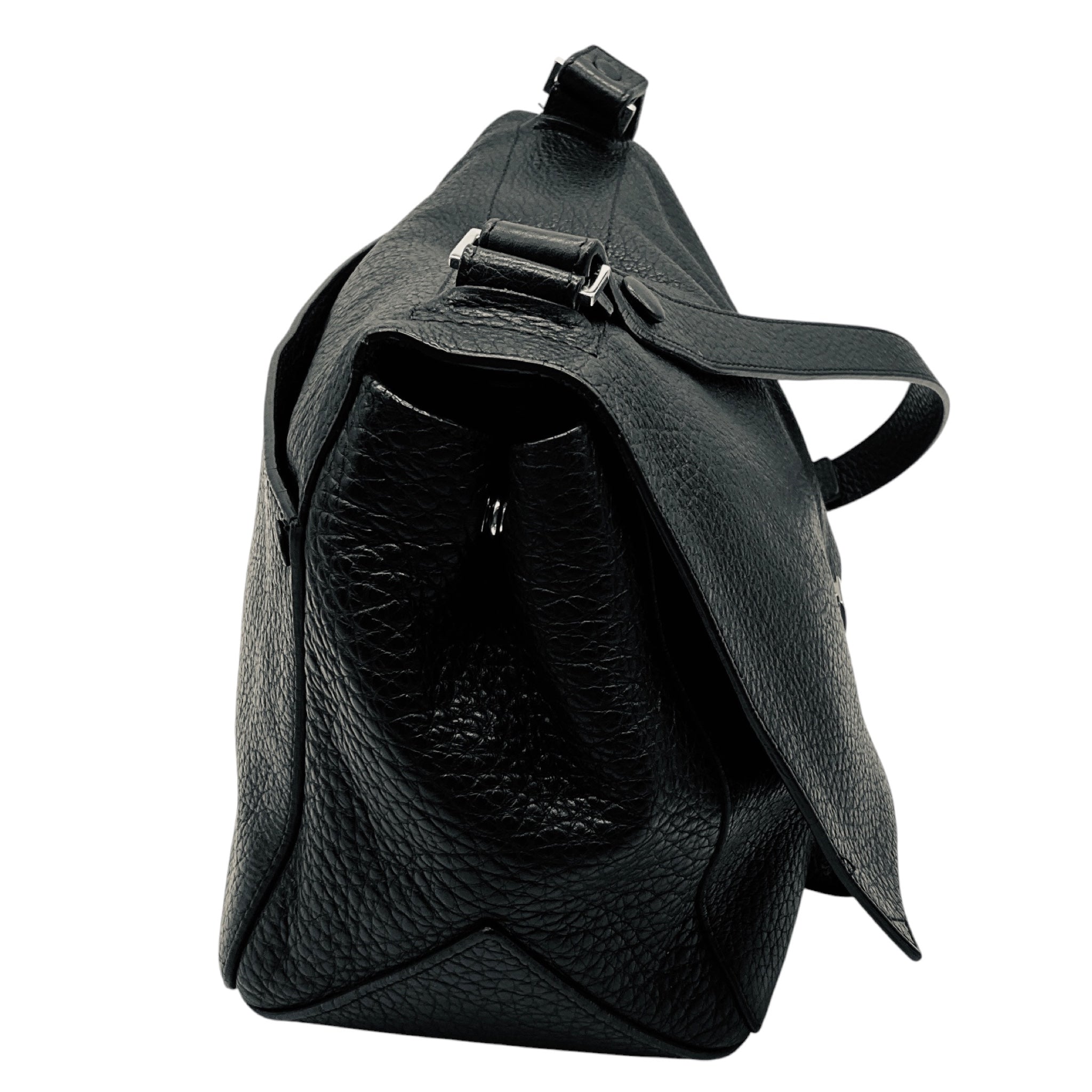 Proenza Schouler Black Grained Leather Messenger Shoulder Bag