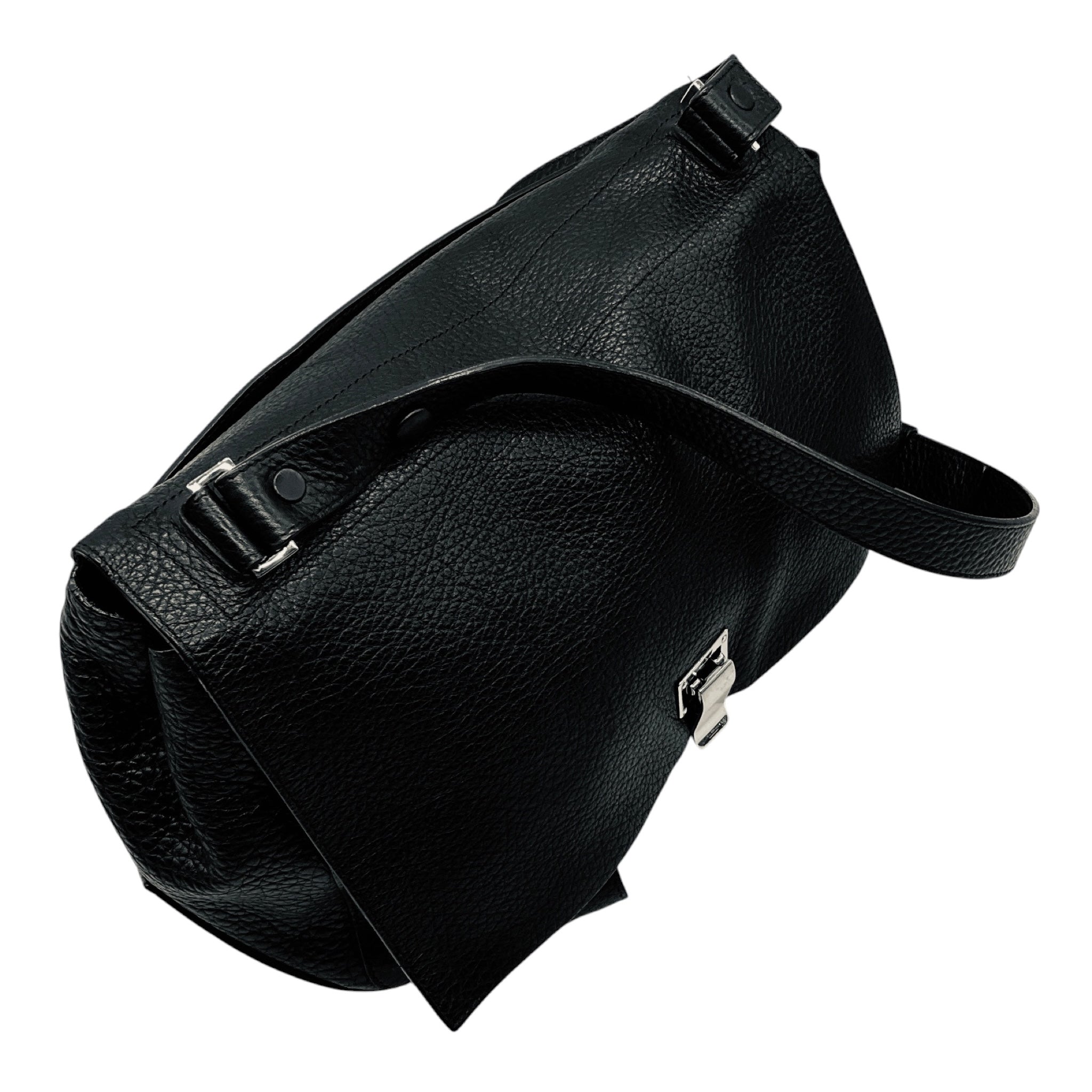 Proenza Schouler Black Grained Leather Messenger Shoulder Bag