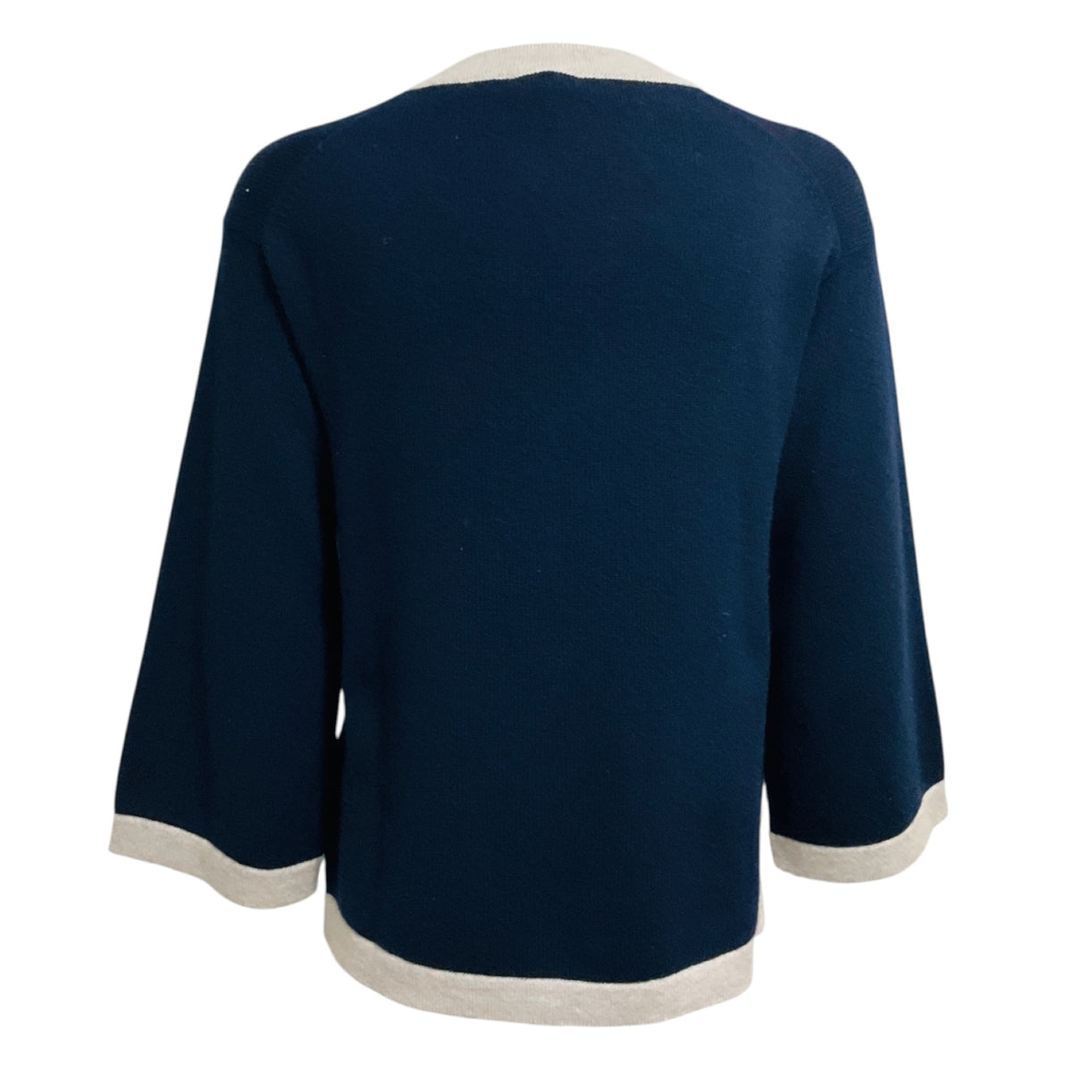 Chanel Navy Blue / Grey 2016 Chanel Airlines Collection Cashmere Knit Sweater with CC Logo Buttons