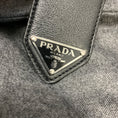 Load image into Gallery viewer, Prada Ardesia Grey Single Breasted Padded Caban Jacket with Calfskin Leather Logo Plaque Belt
