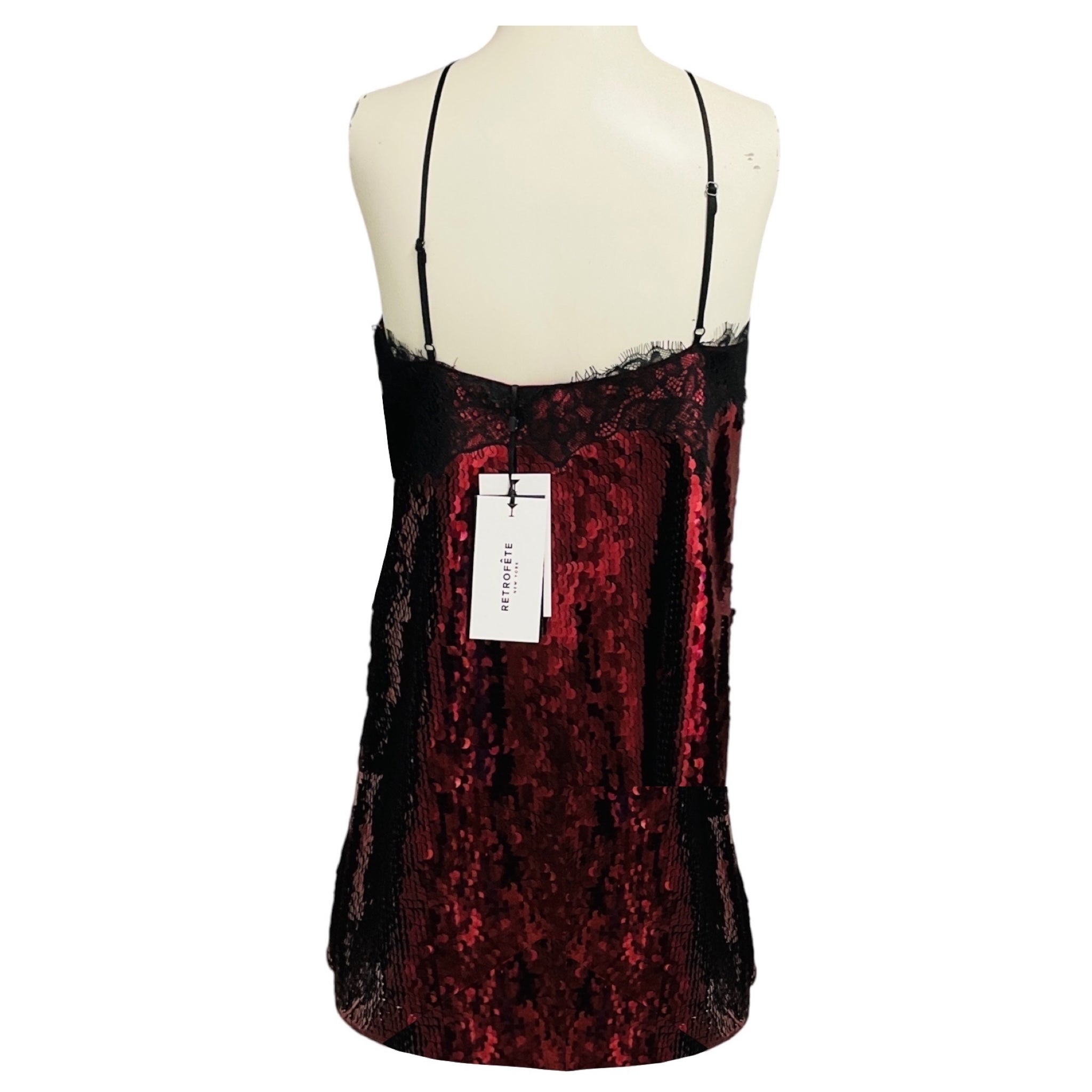 Retrofete Port Olive Sequin Lace Dress