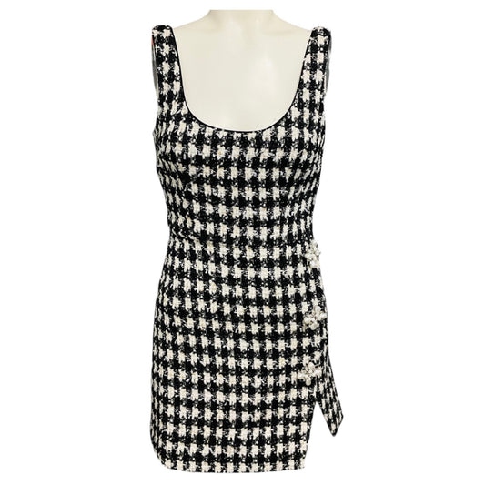 Self-Portrait Black / White Check Boucle Mini Dress