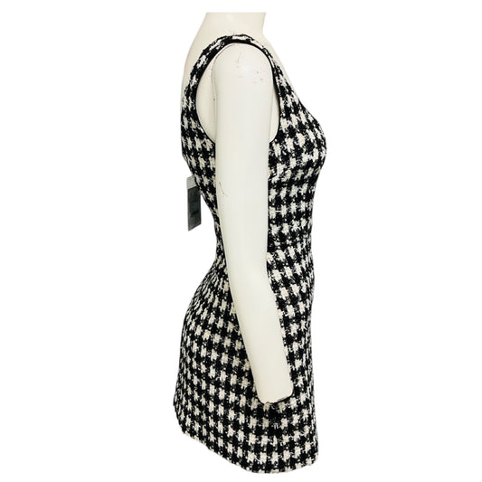 Self-Portrait Black / White Check Boucle Mini Dress