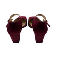 Load image into Gallery viewer, Chanel Burgundy Square Toe Satin Low Heel Pumps with CC Logo Ankle Strap
