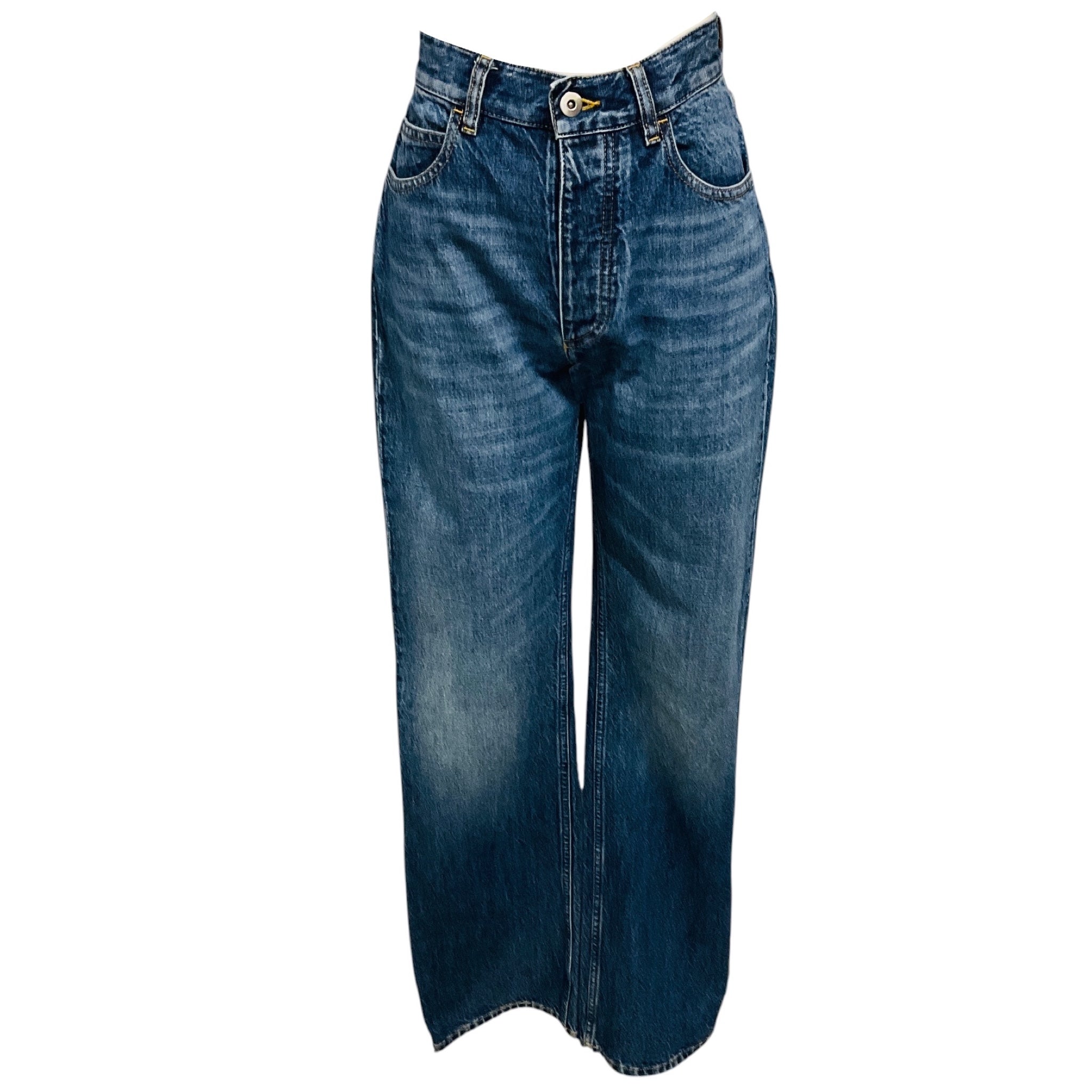 Bottega Veneta Blue Original Medium Wash Indigo Straight Leg Denim Jeans