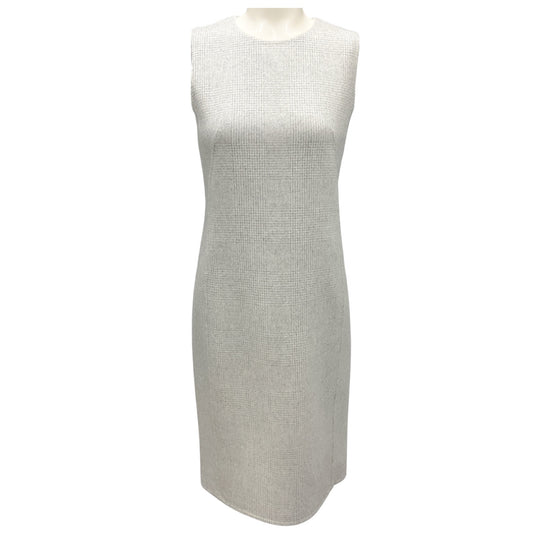 Akris Light Grey Sleeveless Houndstooth Cashmere Sheath Dress