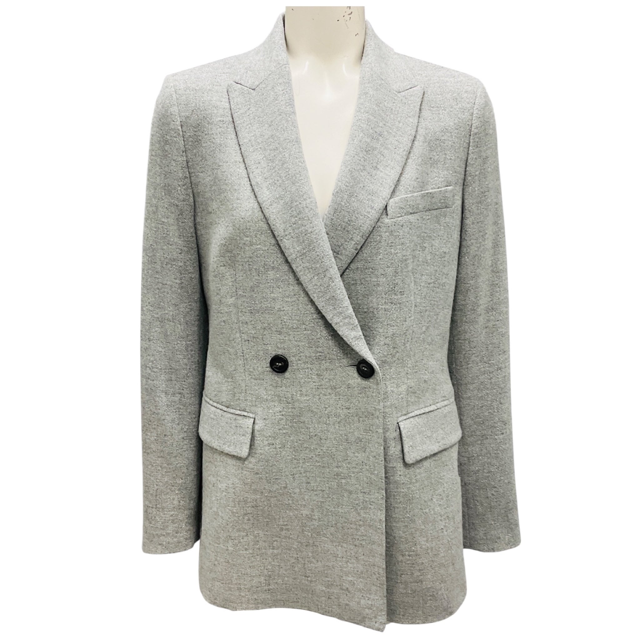 Peserico Stone Grey Cashmere Wool Gauze Blazer