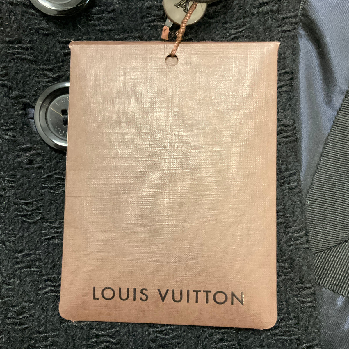 Louis Vuitton Black / Navy Blue Silk Trimmed Wool Jacket with Fur Collar
