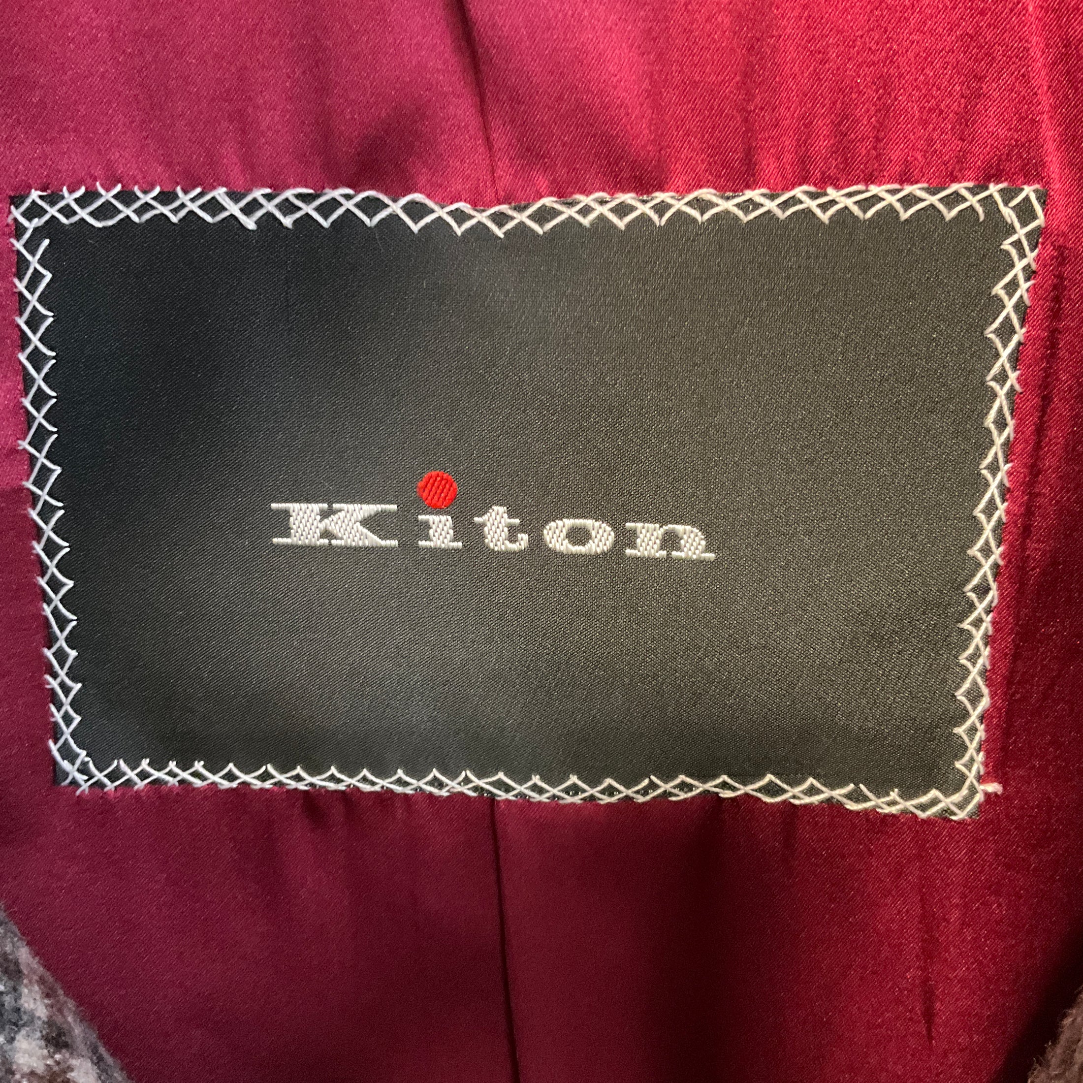 Kiton Brown / Grey Multi Plaid Wool and Cashmere Button Front Coat