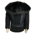Load image into Gallery viewer, Louis Vuitton Black / Navy Blue Silk Trimmed Wool Jacket with Fur Collar
