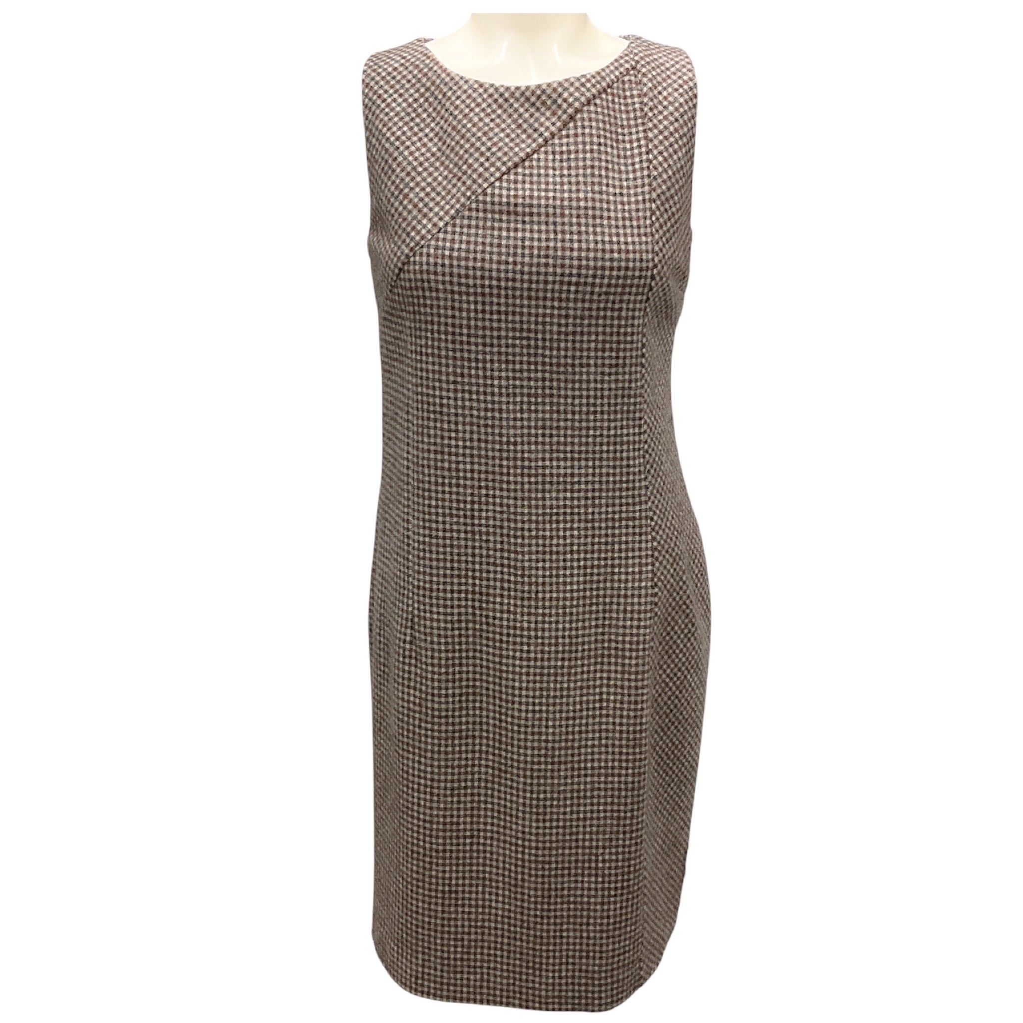 Kiton Beige / Brown Multi Wool Plaid Coat and Dress Two-Piece Set