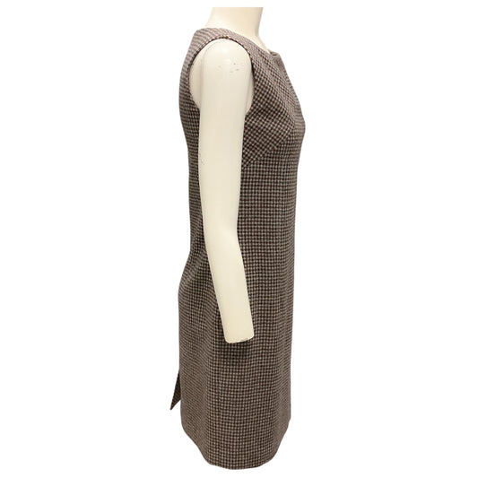 Kiton Grey / Brown Multi Sleeveless Plaid Wool Dress
