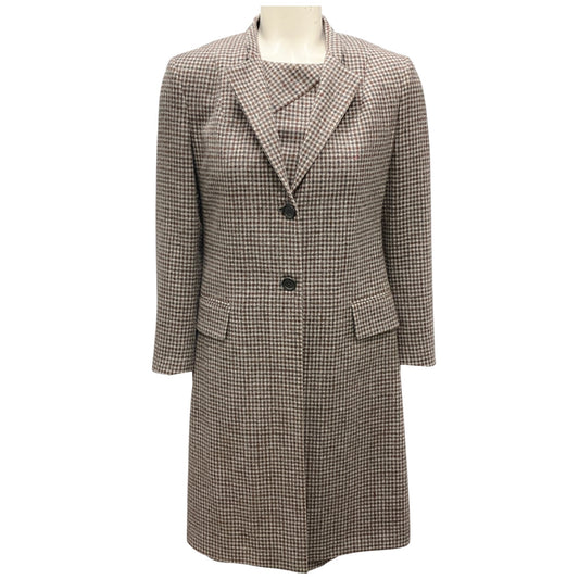 Kiton Beige / Brown Multi Wool Plaid Coat and Dress Two-Piece Set