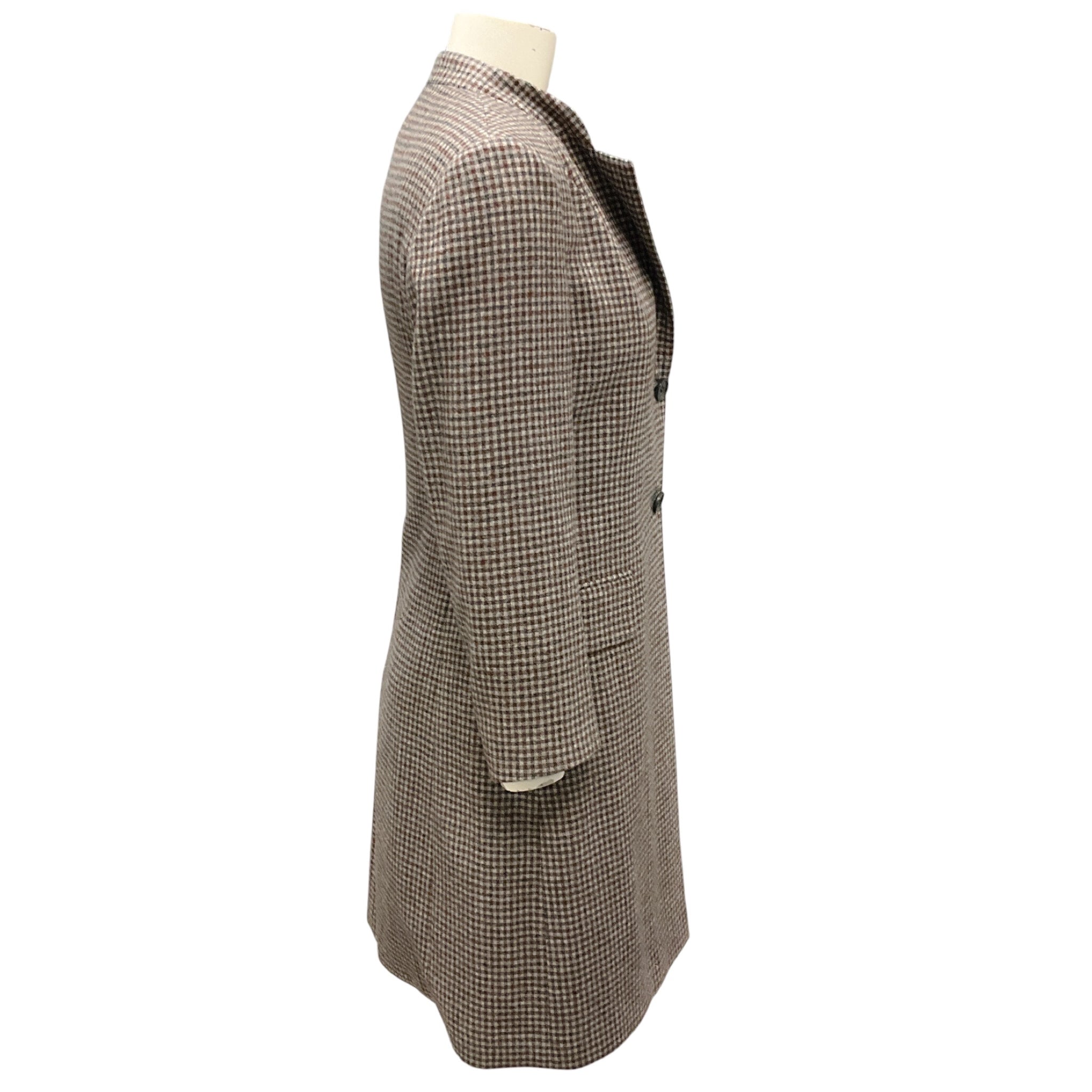 Kiton Brown / Grey Multi Plaid Wool and Cashmere Button Front Coat