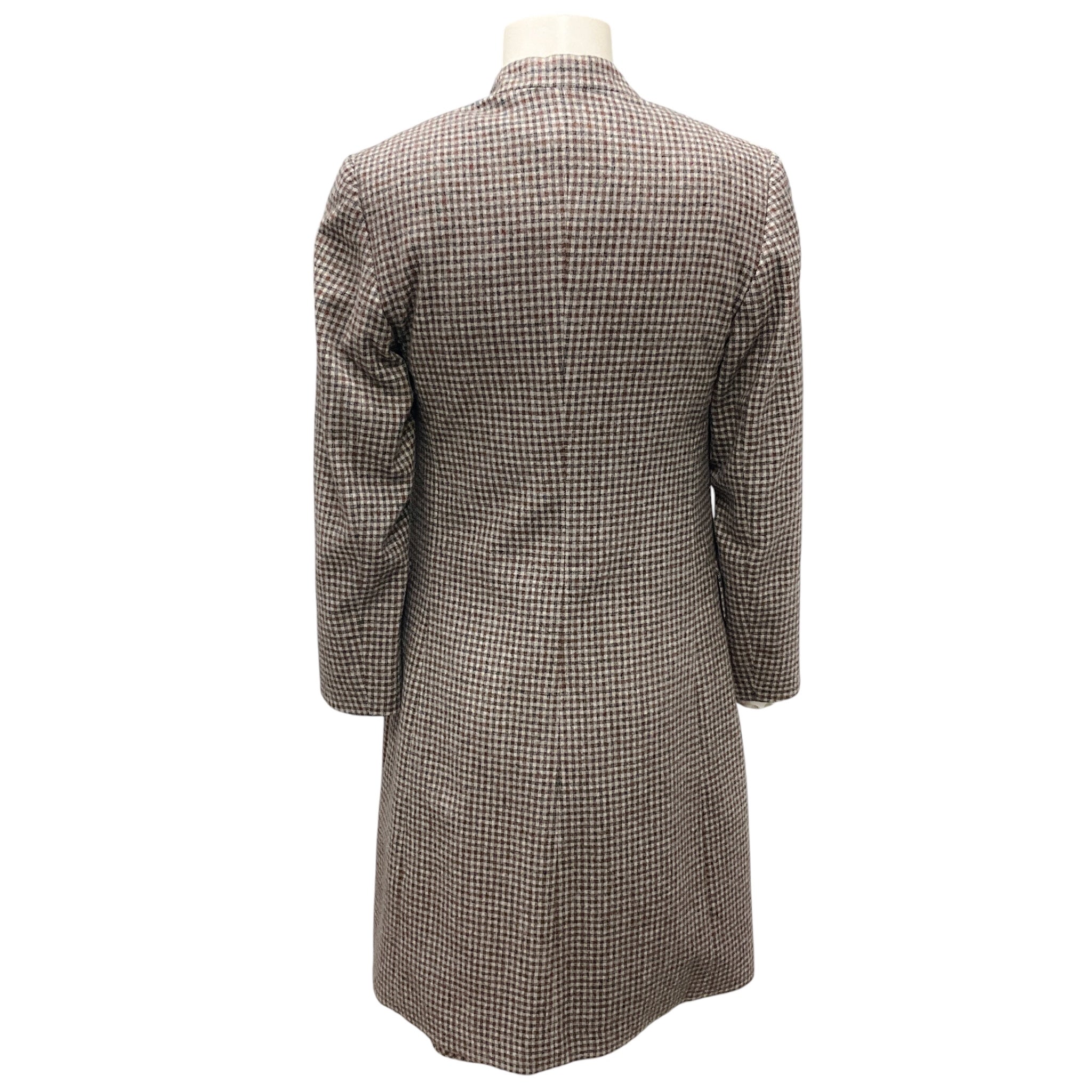 Kiton Brown / Grey Multi Plaid Wool and Cashmere Button Front Coat