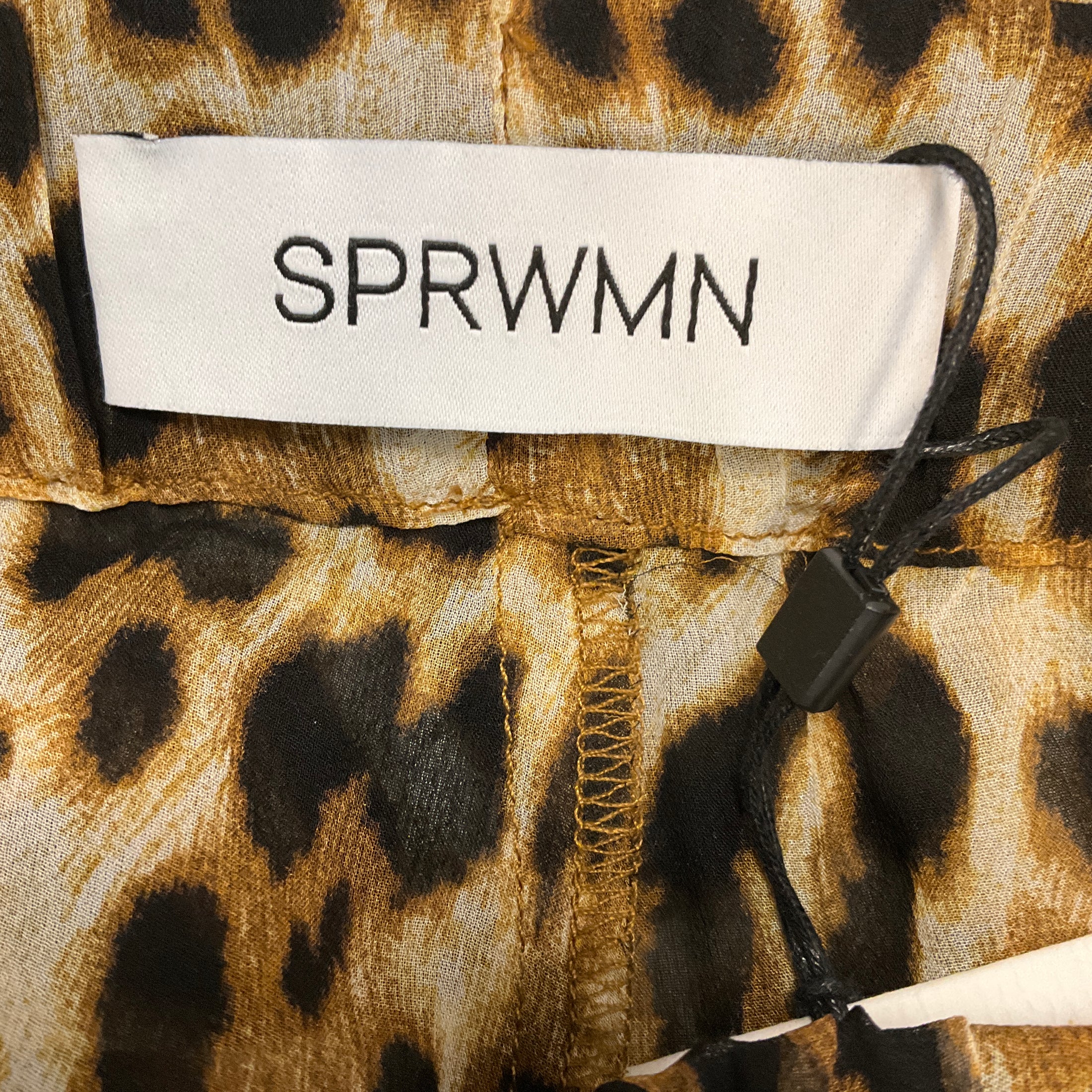 SPRWMN Tan / Brown Multi Animal Print Silk Chiffon Wide Leg Trousers