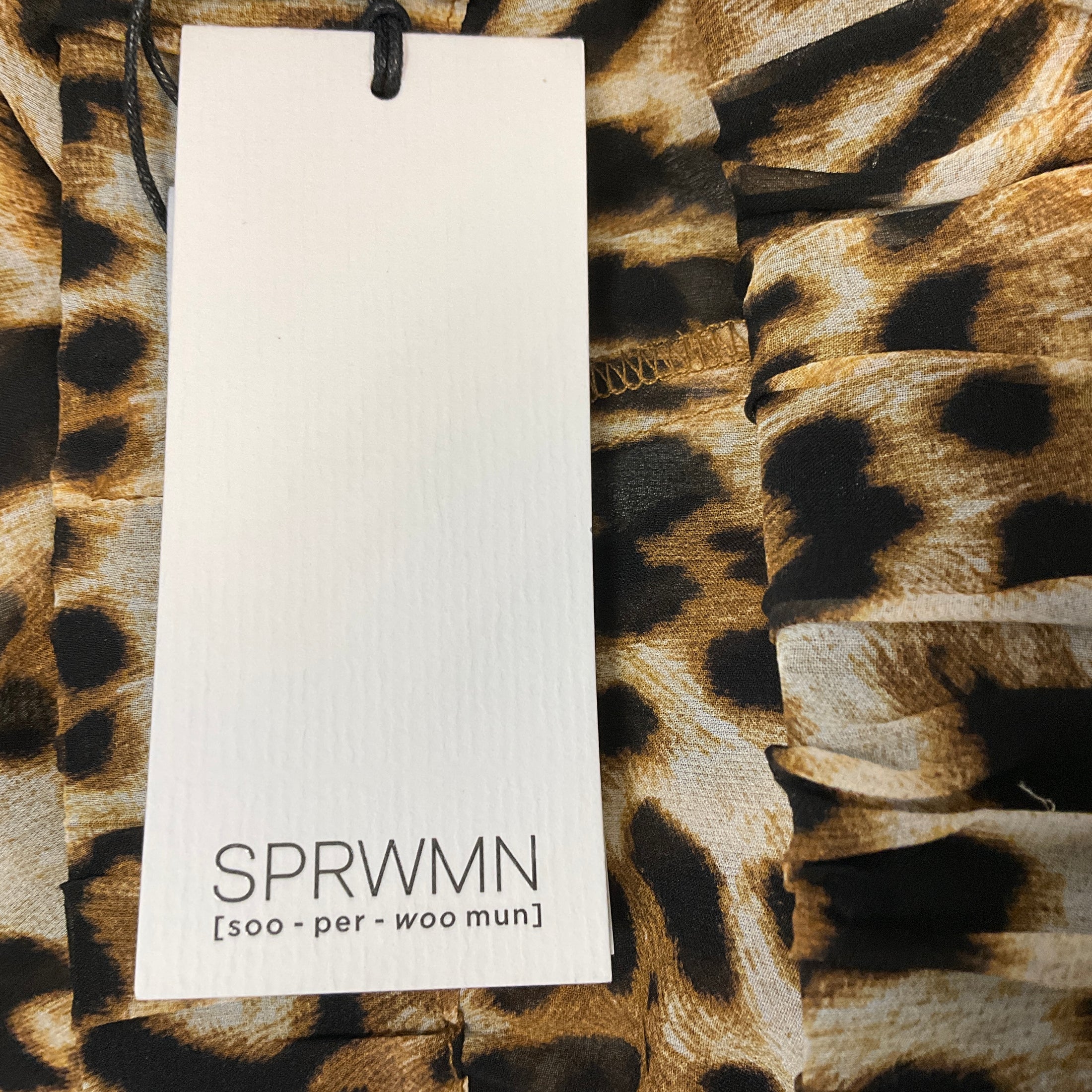 SPRWMN Tan / Brown Multi Animal Print Silk Chiffon Wide Leg Trousers