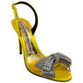 Load image into Gallery viewer, Alexandre Vauthier Yellow Satin Slingback Sandals with Crystal Embellished Bow

