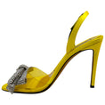 Load image into Gallery viewer, Alexandre Vauthier Yellow Satin Slingback Sandals with Crystal Embellished Bow
