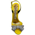 Load image into Gallery viewer, Alexandre Vauthier Yellow Satin Slingback Sandals with Crystal Embellished Bow
