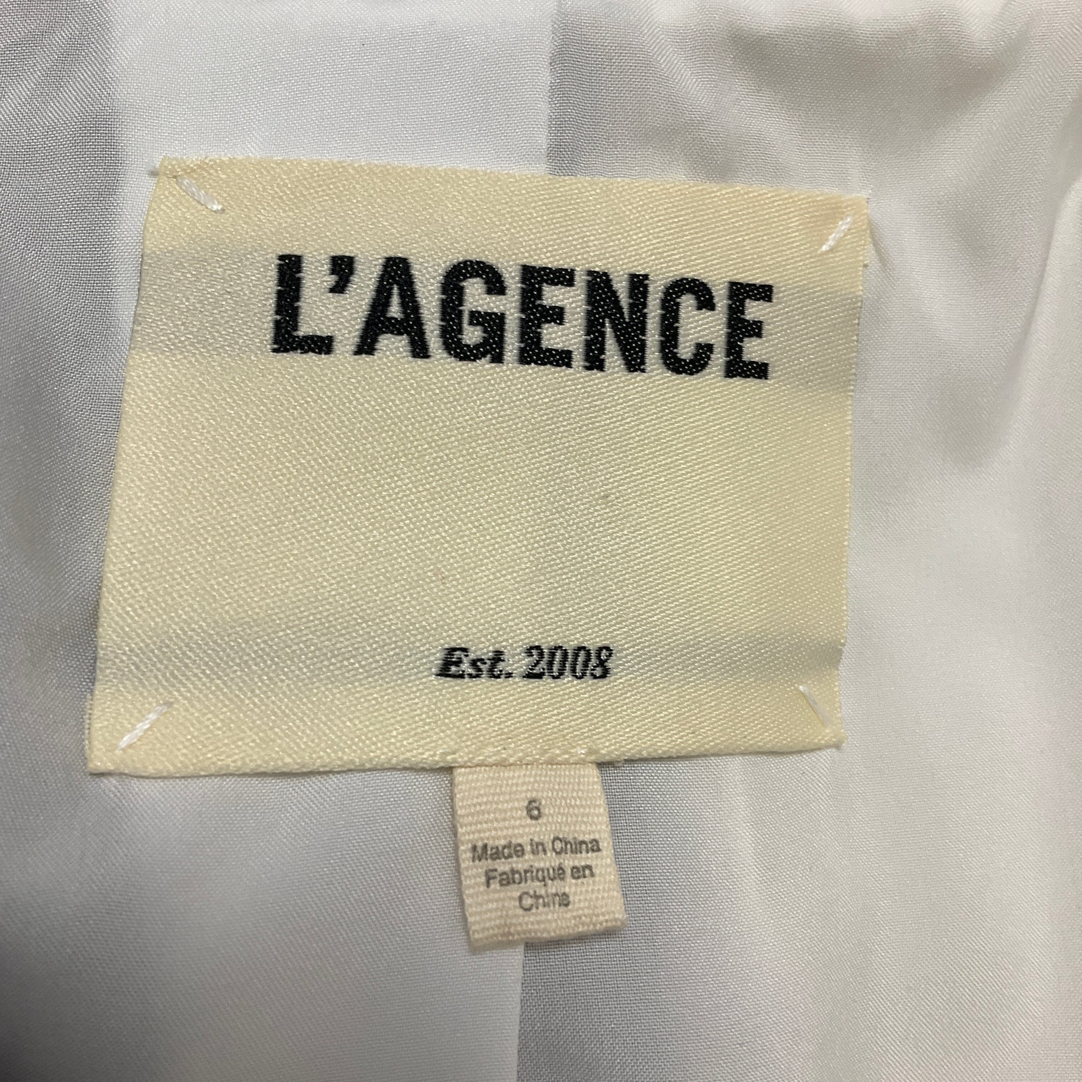 L'Agence Ecru / Black Kenzie Colorblock Double Breasted Blazer