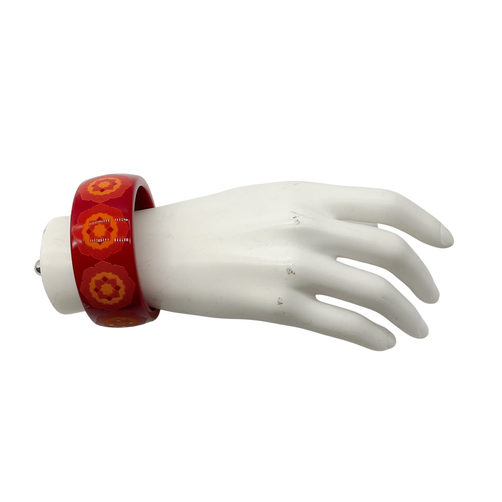 Tiffany & Co. Red / Orange Marrakesh Print Paloma Picasso Zellige Lacquer Wide Bangle Bracelet