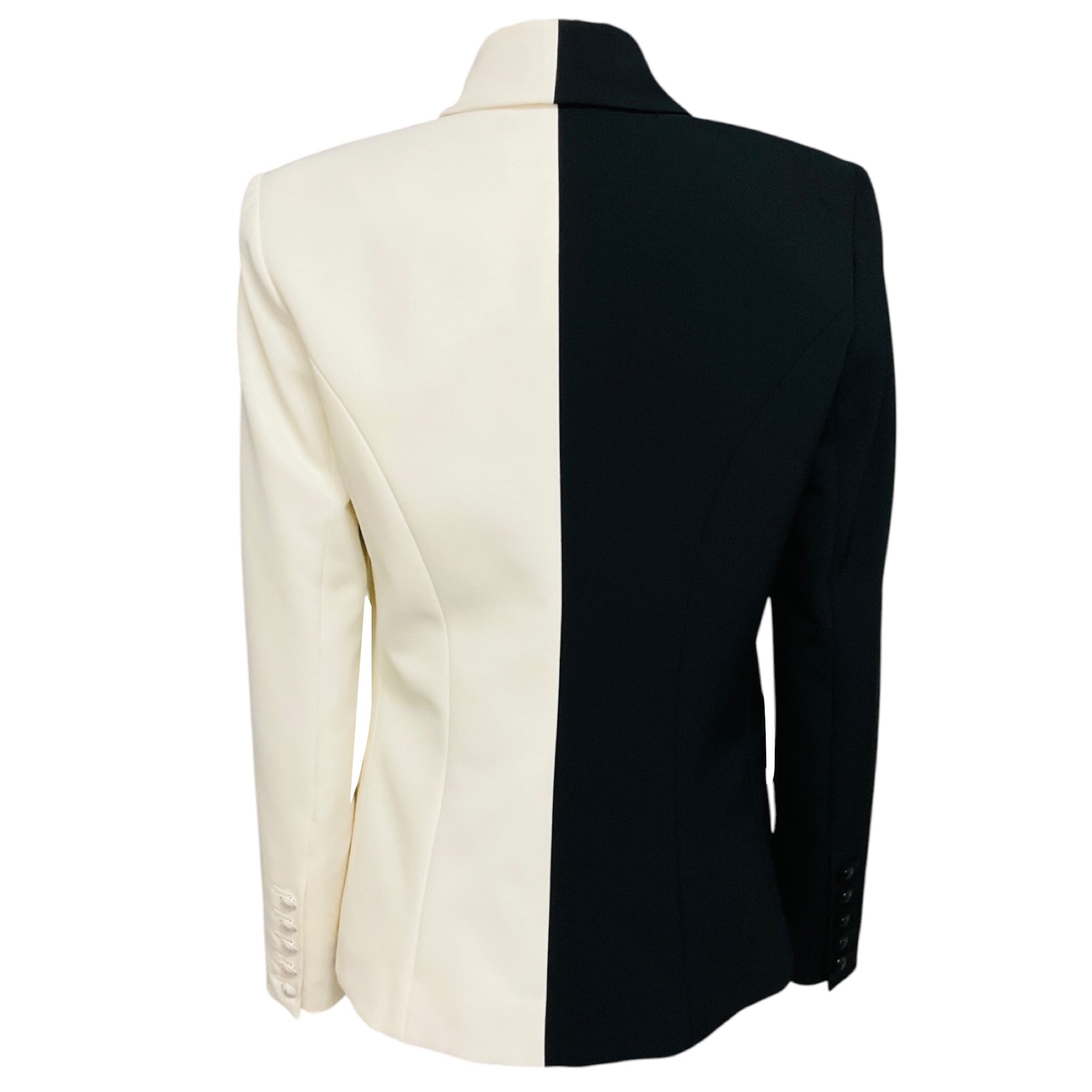 L'Agence Ecru / Black Kenzie Colorblock Double Breasted Blazer