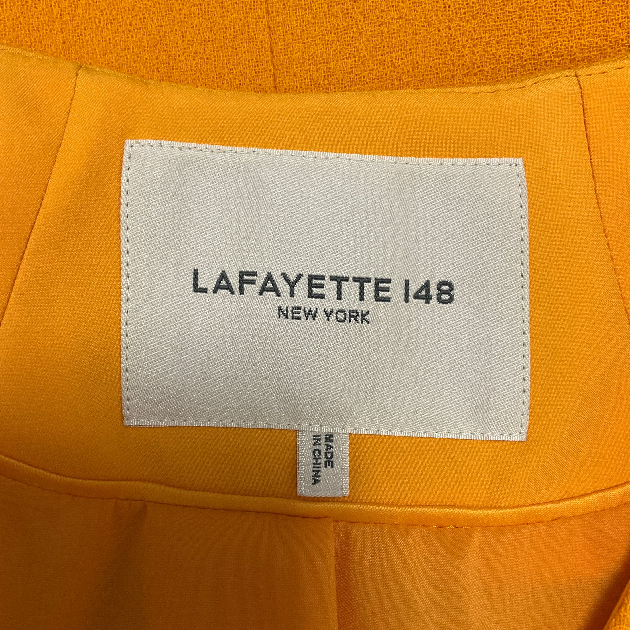 Lafayette 148 New York Golden Yellow Wool Nouveau Crepe Pocket Tailored Jacket
