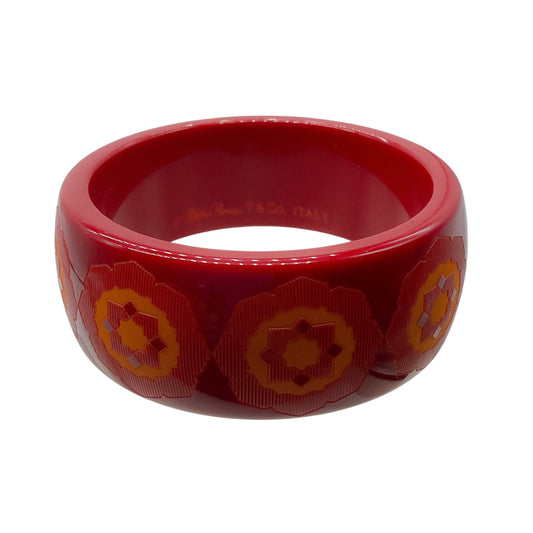 Tiffany & Co. Red / Orange Marrakesh Print Paloma Picasso Zellige Lacquer Wide Bangle Bracelet