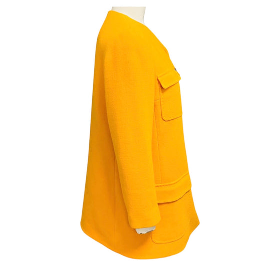 Lafayette 148 New York Golden Yellow Wool Nouveau Crepe Pocket Tailored Jacket