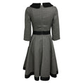 Load image into Gallery viewer, Prada Grey / Black Collared Wool Flared Midi Dress
