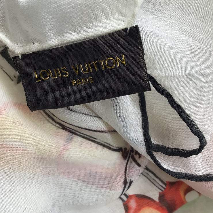 Louis Vuitton Ivory Multi Vernis Stickers Printed Cotton and Silk Scarf  Multiple colors ref.939927 - Joli Closet