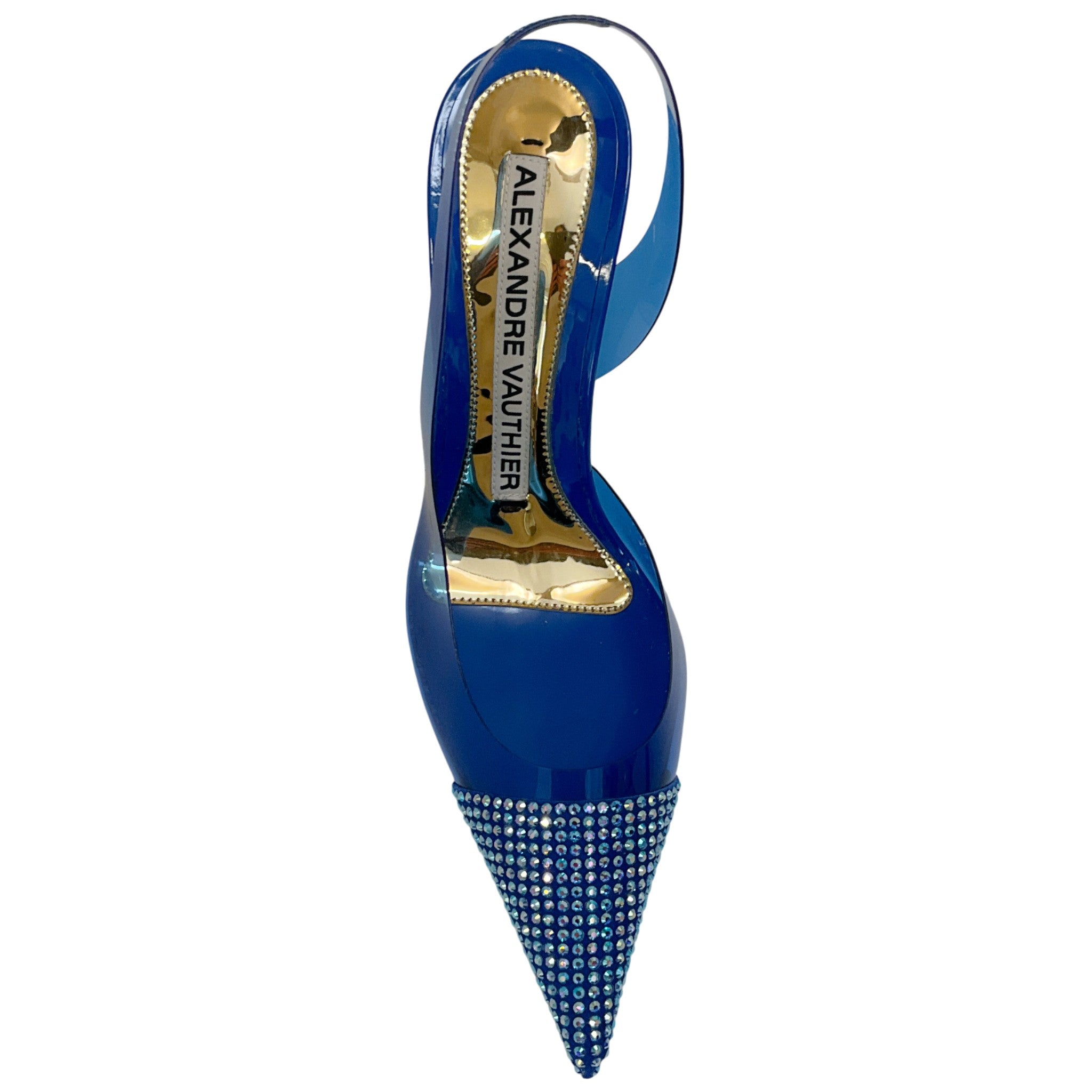 Alexandre Vauthier Cobalt Blue PVC Raquel Slingback Pumps with Crystal Embellishments