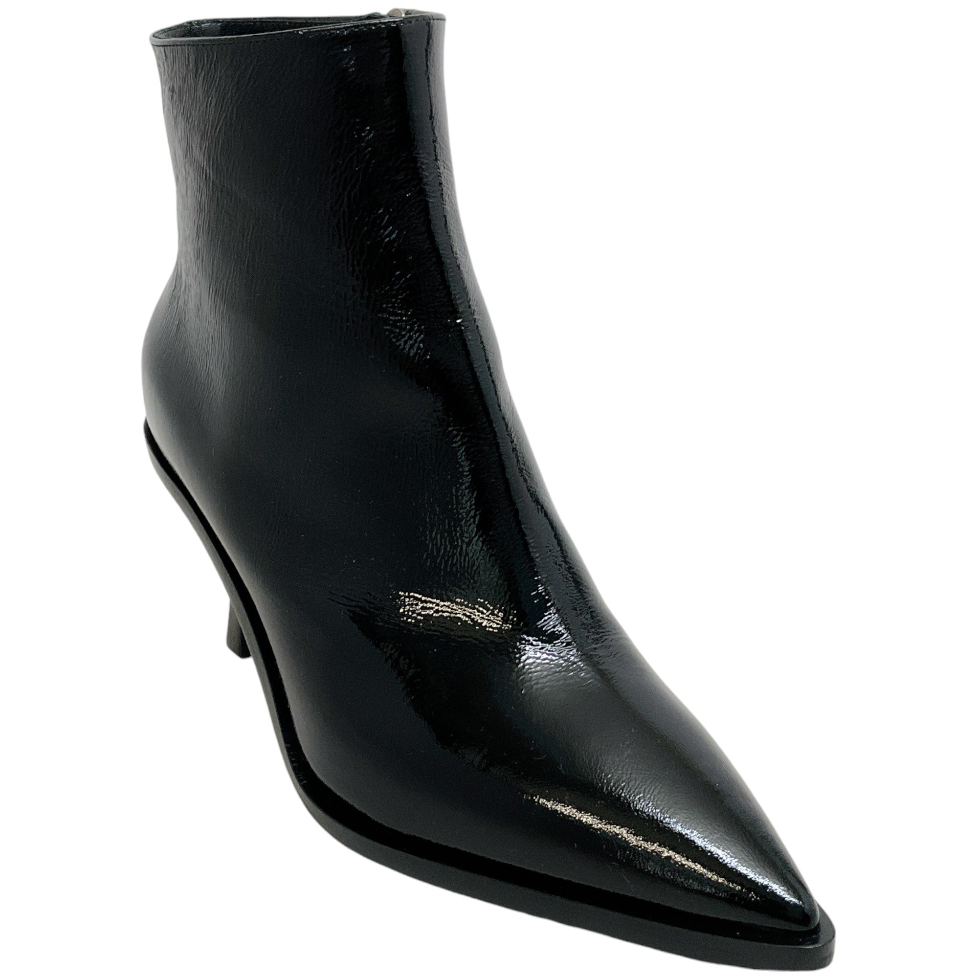 Casadei Black Patent Thunderdome Booties
