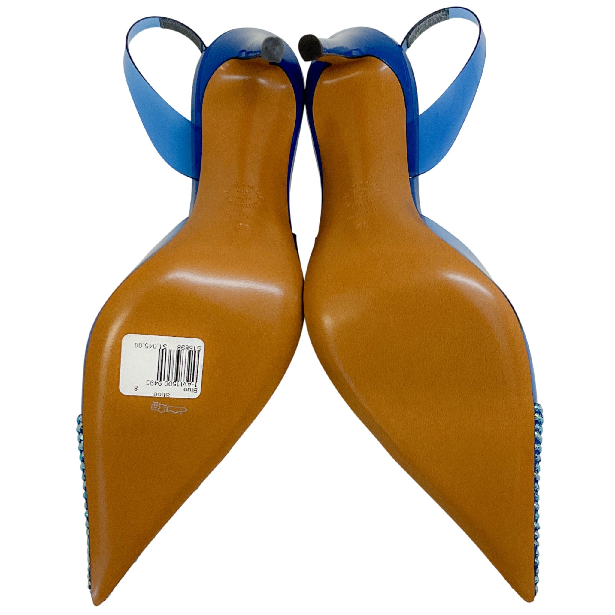 Alexandre Vauthier Cobalt Blue PVC Raquel Slingback Pumps with Crystal Embellishments