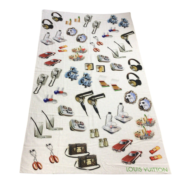 Louis Vuitton Ivory Multi Vernis Stickers Printed Cotton and Silk Scarf  Multiple colors ref.939927 - Joli Closet