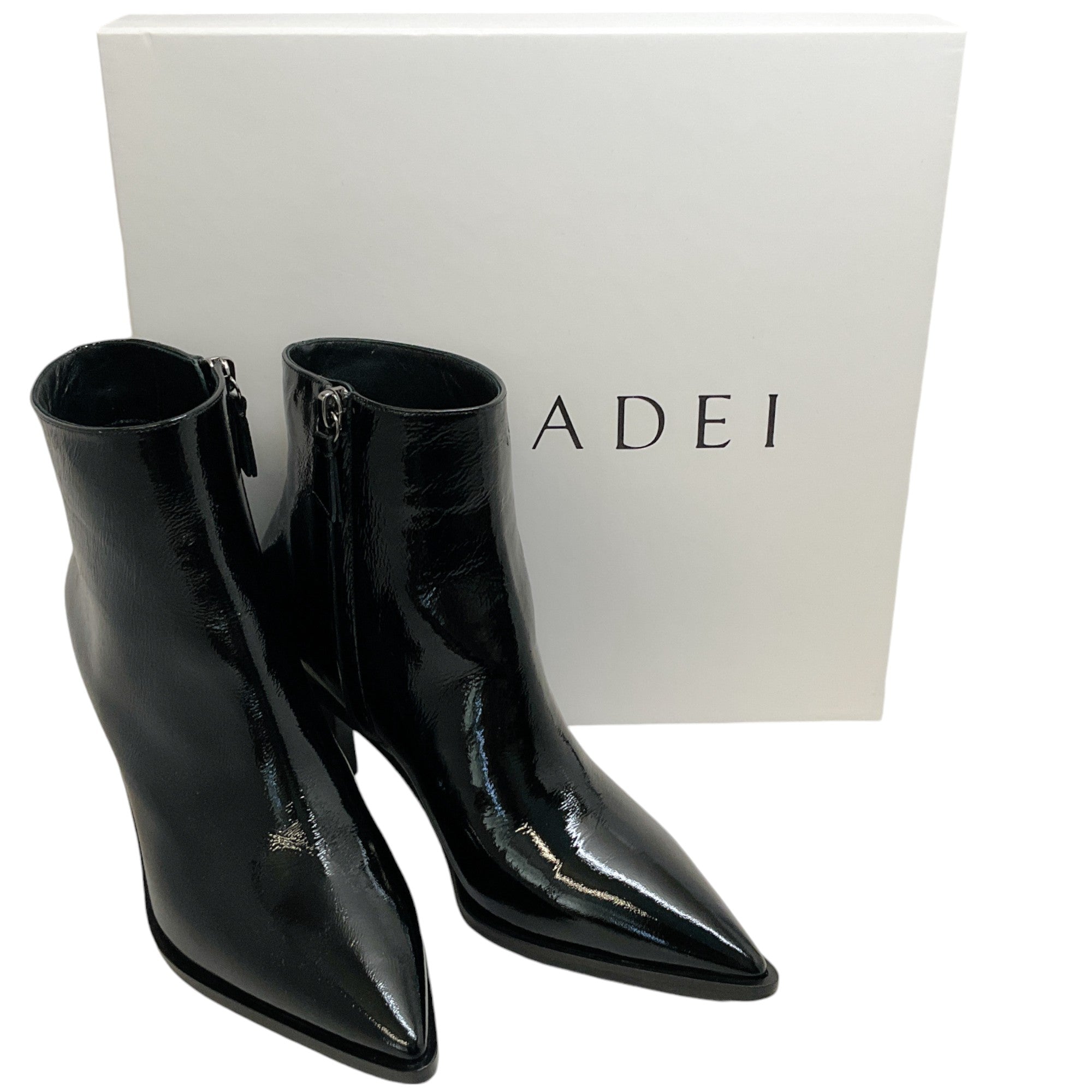 Casadei Black Patent Thunderdome Booties