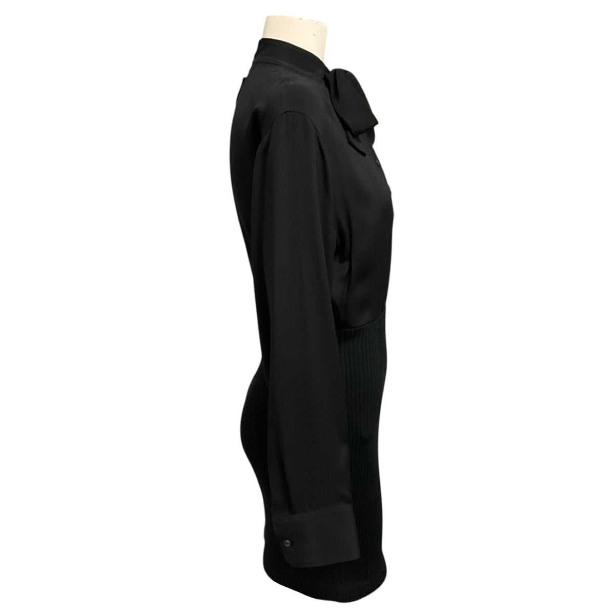 Prada Black Long Sleeved Silk Cady and Wool Knit Mini Dress