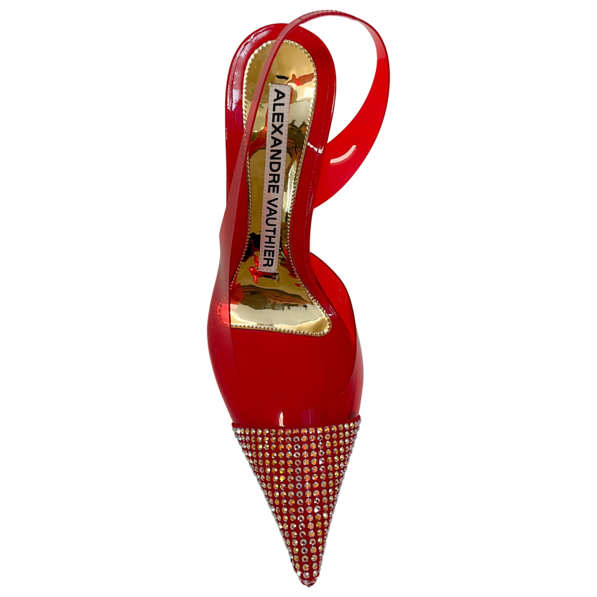 Alexandre Vauthier Red PVC Raquel Slingback Pumps with Crystal Embellishments