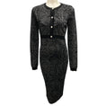 Load image into Gallery viewer, Versace Black / Silver Metallic 2023 Lurex Knit Cardigan and Dress Set
