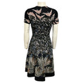 Load image into Gallery viewer, Valentino Black Multi Short Sleeved Floral and Bird Jacquard Flared Midi Dress
