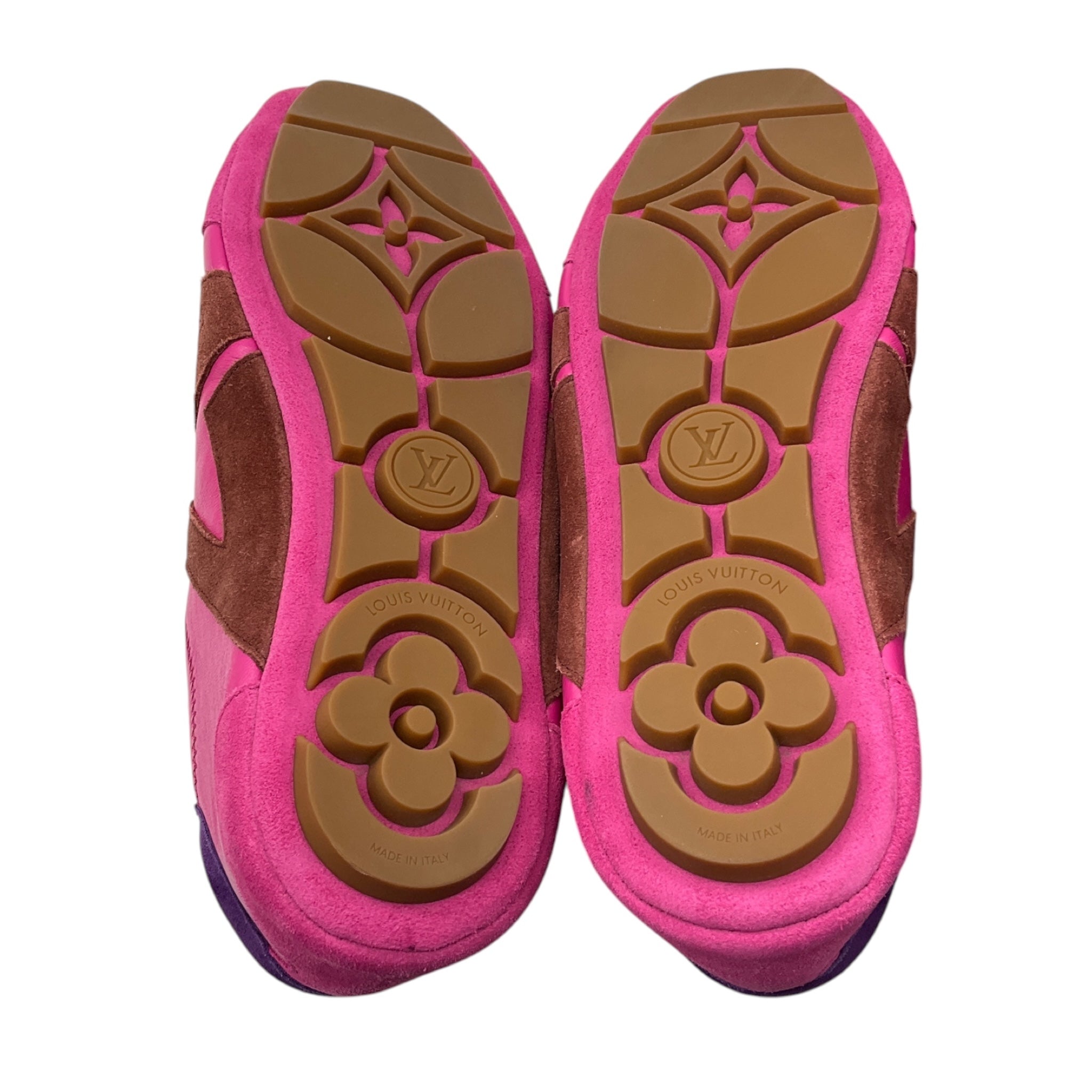Louis Vuitton Fuchsia Pink Suede Calfskin LV Sneakerina Sneakers