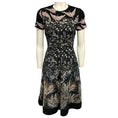 Load image into Gallery viewer, Valentino Black Multi Short Sleeved Floral and Bird Jacquard Flared Midi Dress
