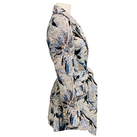 Badgley Mischka Blue Multi Sequin Jacket with Belt