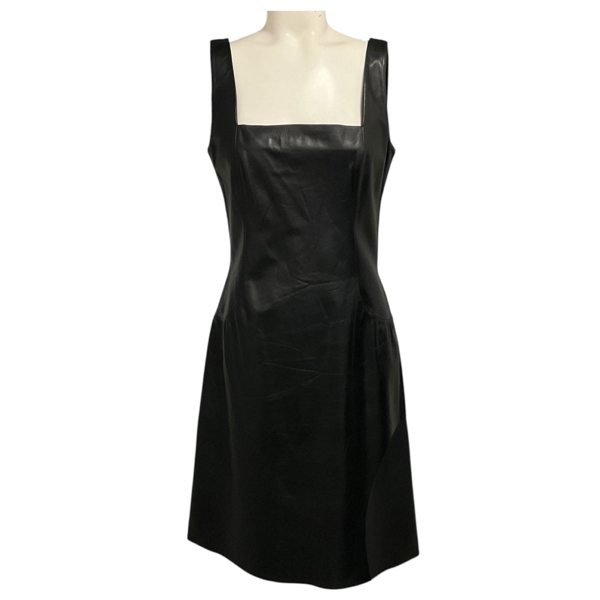 Loewe Vintage Black Sleeveless Leather Midi Dress
