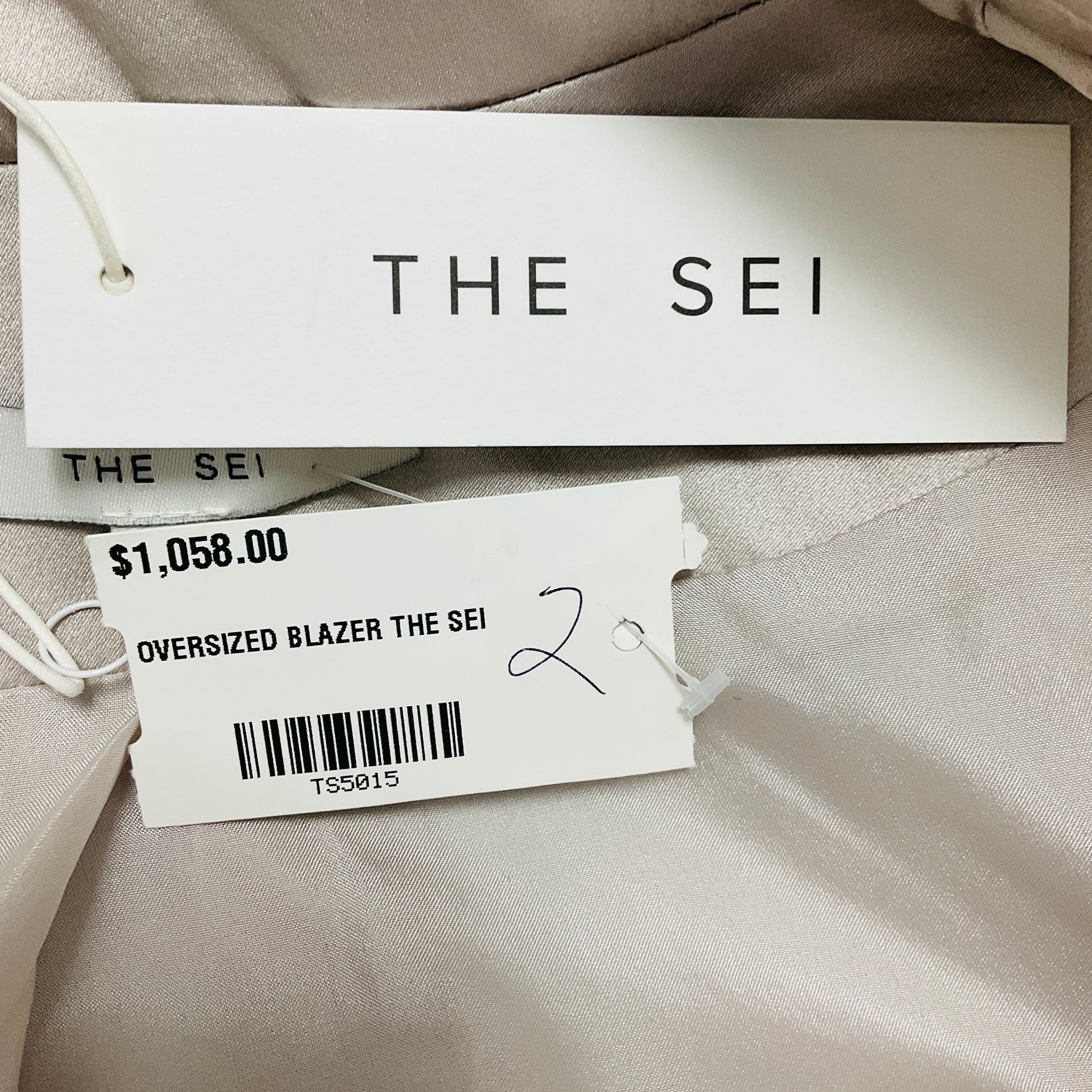 The Sei Grey Oversized Silk Blazer