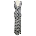 Load image into Gallery viewer, Missoni Silver / Black Metallic Chevron Paillette Knit Sleeveless Maxi Dress

