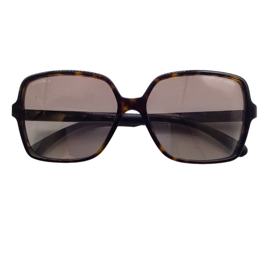 Chanel Dark Tortoise / Beige Mirror Square Sunglasses