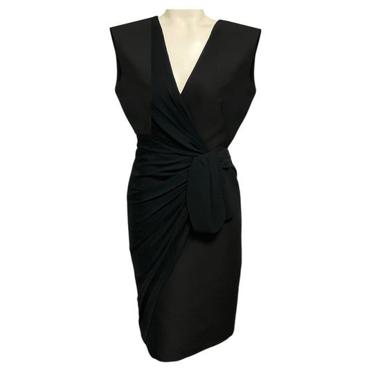 Giambattista Valli Black Sleeveless V-Neck Wool and Silk Midi Dress